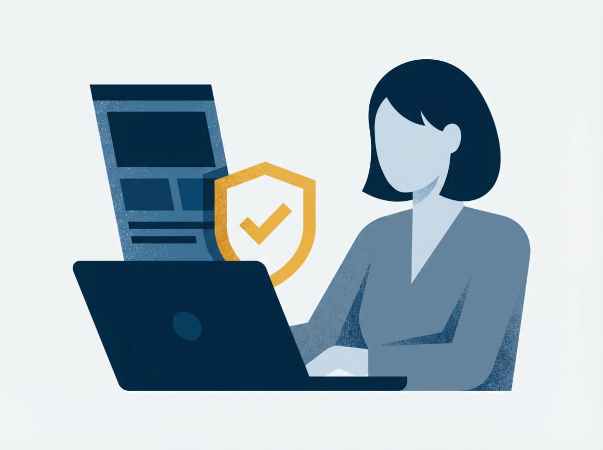 Person browsing Facebook with Ask Arthur protection shield
