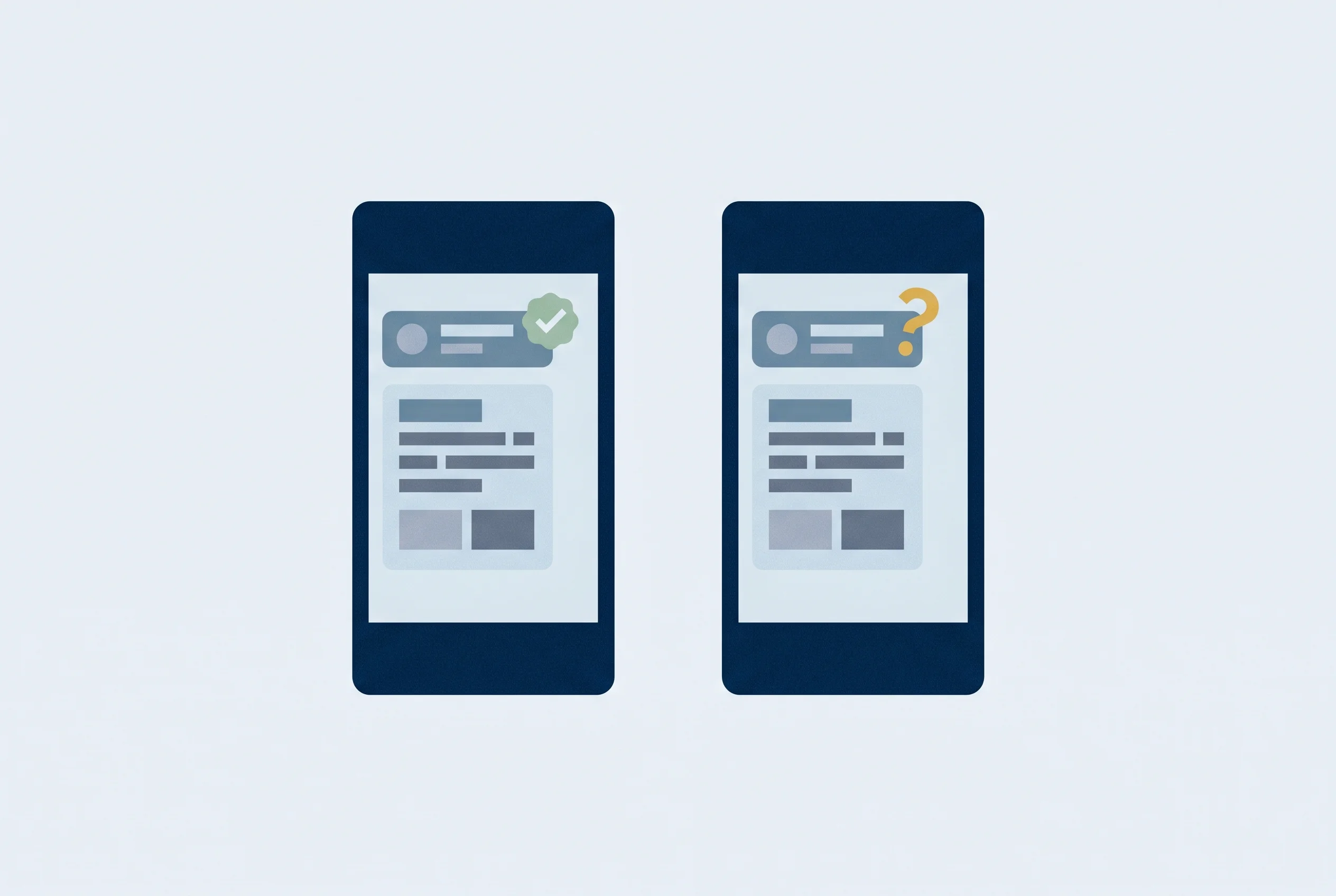 Two mobile phone screens side by side: one displays a brand-name SMS with a Verified sender ID badge; the other shows the same SMS with an Unverified label — illustrating the 1 July 2026 SMS Sender ID Register threshold